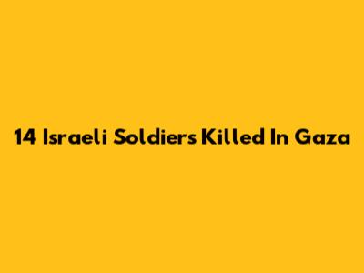14 Israeli Soldiers Killed In Gaza