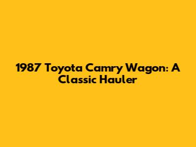 1987 Toyota Camry Wagon: A Classic Hauler