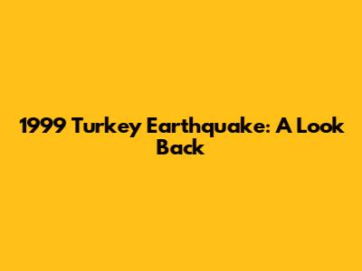 1999 Turkey Earthquake: A Look Back