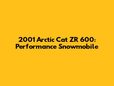 2001 Arctic Cat ZR 600: Performance Snowmobile