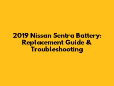 2019 Nissan Sentra Battery: Replacement Guide & Troubleshooting