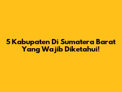 5 Kabupaten Di Sumatera Barat Yang Wajib Diketahui!