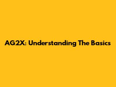 AG2X: Understanding The Basics