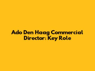 Ado Den Haag Commercial Director: Key Role