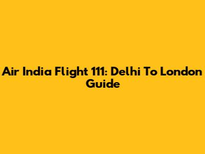 Air India Flight 111: Delhi To London Guide