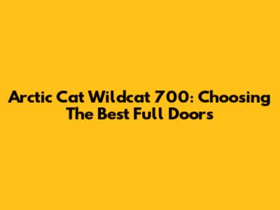 Arctic Cat Wildcat 700: Choosing The Best Full Doors