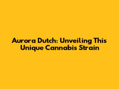 Aurora Dutch: Unveiling This Unique Cannabis Strain
