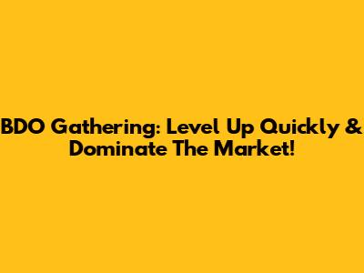 BDO Gathering: Level Up Quickly & Dominate The Market!