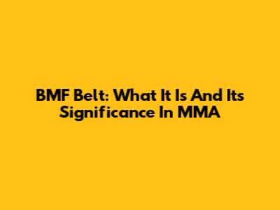 BMF Belt: What It Is And Its Significance In MMA