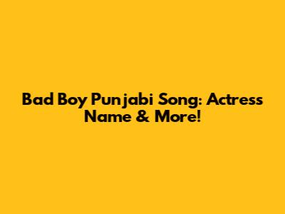 Bad Boy Punjabi Song: Actress Name & More!
