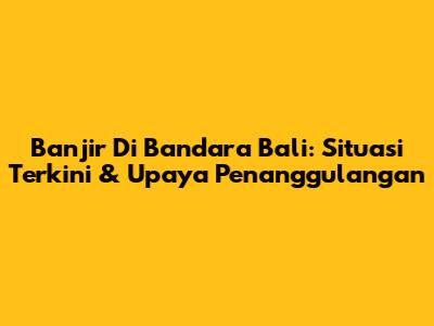 Banjir Di Bandara Bali: Situasi Terkini & Upaya Penanggulangan