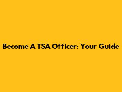 Become A TSA Officer: Your Guide