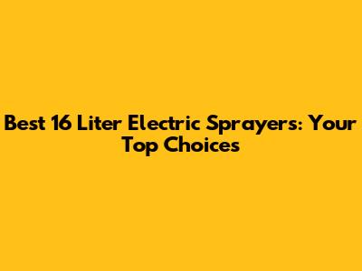 Best 16 Liter Electric Sprayers: Your Top Choices