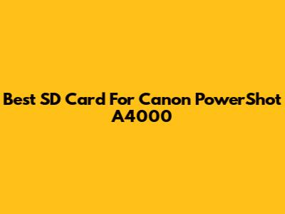 Best SD Card For Canon PowerShot A4000