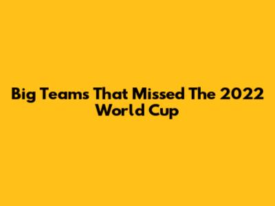 Big Teams That Missed The 2022 World Cup