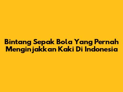 Bintang Sepak Bola Yang Pernah Menginjakkan Kaki Di Indonesia