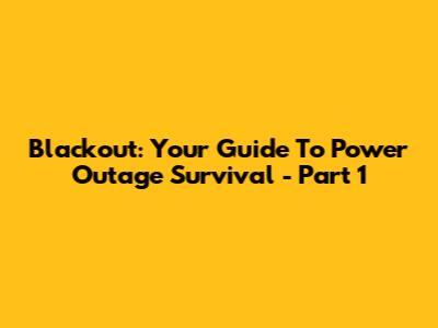 Blackout: Your Guide To Power Outage Survival - Part 1