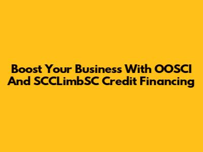 Boost Your Business With OOSCI And SCCLimbSC Credit Financing