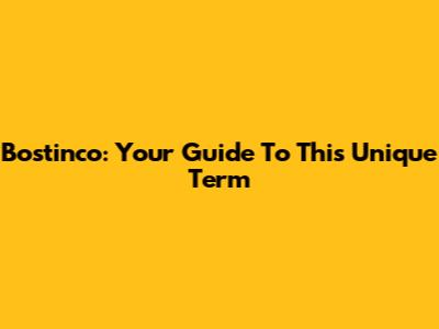Bostinco: Your Guide To This Unique Term