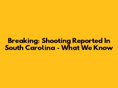 Breaking: Shooting Reported In South Carolina - What We Know
