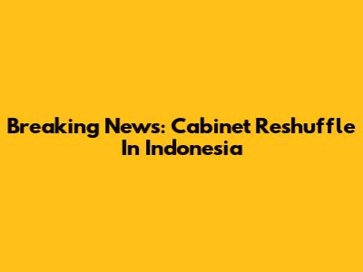 Breaking News: Cabinet Reshuffle In Indonesia