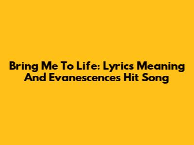 Bring Me To Life: Lyrics Meaning And Evanescence's Hit Song