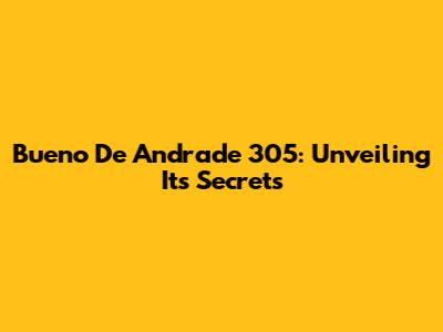 Bueno De Andrade 305: Unveiling Its Secrets