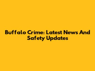 Buffalo Crime: Latest News And Safety Updates