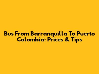 Bus From Barranquilla To Puerto Colombia: Prices & Tips