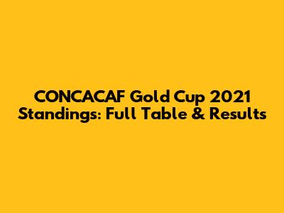 CONCACAF Gold Cup 2021 Standings: Full Table & Results