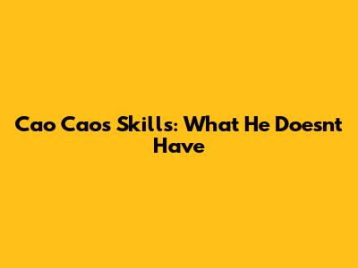 Cao Cao's Skills: What He Doesn't Have