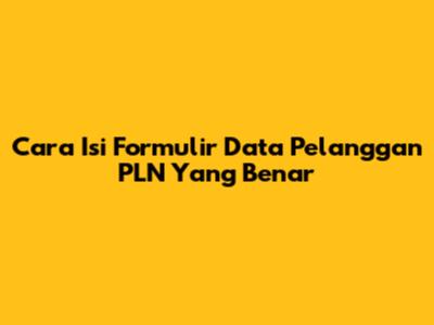 Cara Isi Formulir Data Pelanggan PLN Yang Benar