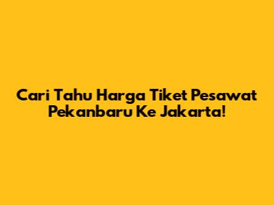 Cari Tahu Harga Tiket Pesawat Pekanbaru Ke Jakarta!