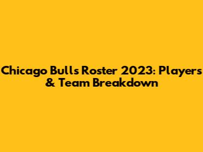Chicago Bulls Roster 2023: Players & Team Breakdown