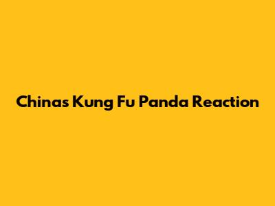 China's Kung Fu Panda Reaction