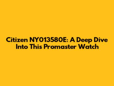 Citizen NY013580E: A Deep Dive Into This Promaster Watch