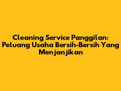 Cleaning Service Panggilan: Peluang Usaha Bersih-Bersih Yang Menjanjikan
