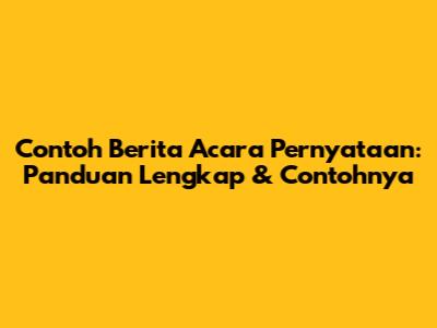 Contoh Berita Acara Pernyataan: Panduan Lengkap & Contohnya