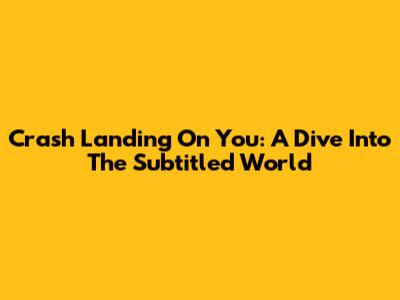 Crash Landing On You: A Dive Into The Subtitled World
