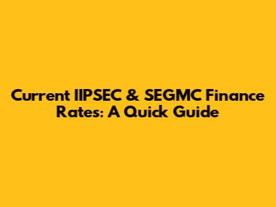 Current IIPSEC & SEGMC Finance Rates: A Quick Guide