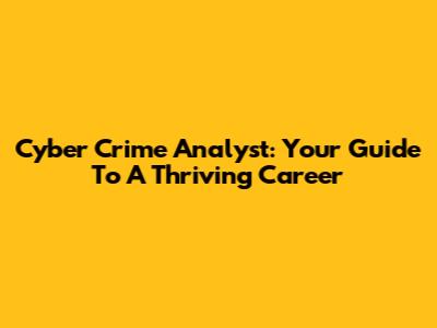 Cyber Crime Analyst: Your Guide To A Thriving Career