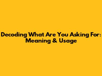 Decoding "What Are You Asking For": Meaning & Usage