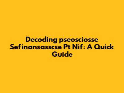 Decoding 'pseosciosse Sefinansasscse Pt Nif': A Quick Guide