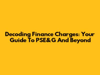 Decoding Finance Charges: Your Guide To PSE&G And Beyond