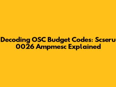 Decoding OSC Budget Codes: Scseru 0026 Ampmesc Explained