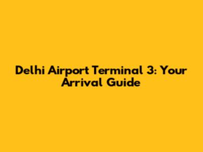 Delhi Airport Terminal 3: Your Arrival Guide
