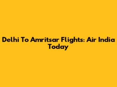 Delhi To Amritsar Flights: Air India Today