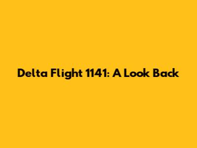 Delta Flight 1141: A Look Back