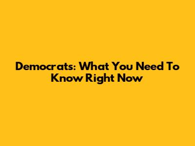 Democrats: What You Need To Know Right Now