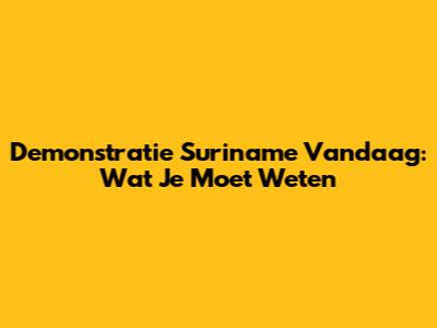 Demonstratie Suriname Vandaag: Wat Je Moet Weten